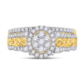 14kt Yellow Gold Womens Round Diamond Bridal Wedding Engagement Ring Band Set 3/4 Cttw